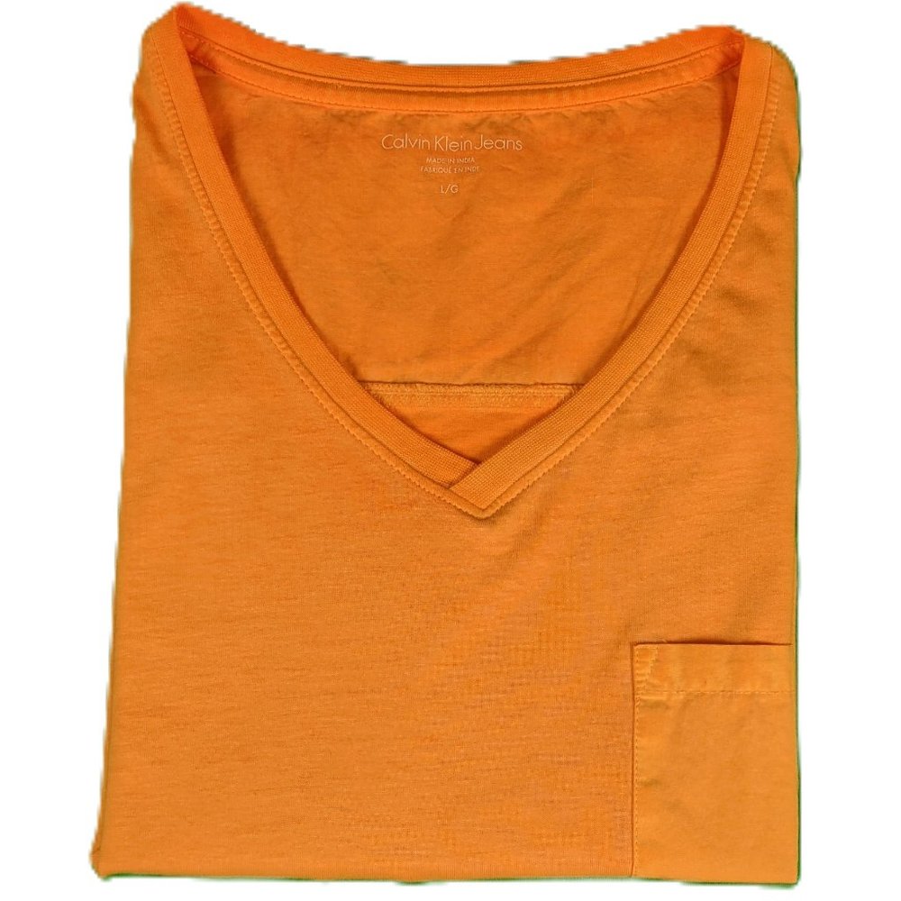 Calvin Klein V Neck T Shirt Peach orange short sleeves